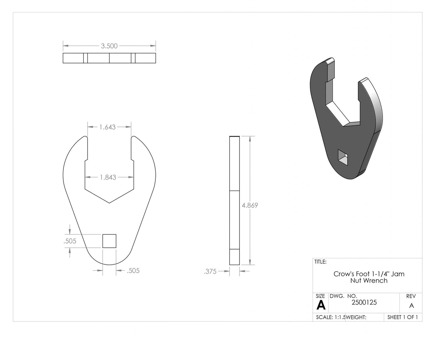 Clayton Off Road Crow's Foot 1-1/4 Inch Jam Nut Wrench Clayton Off Road