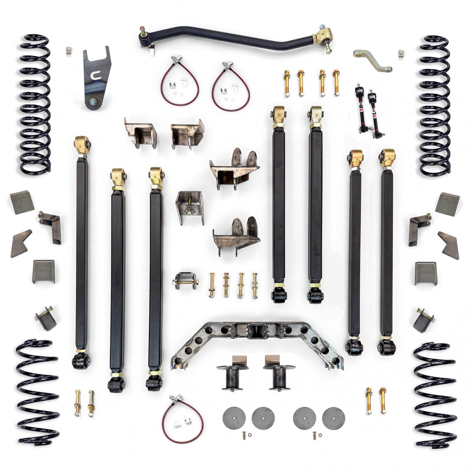 Clayton Off Road Jeep Wrangler 4.0 Inch Pro Series 3 Link Long Arm Lift Kit W/Rear 5 Inch Stretch 1997-2006 TJ Clayton Off Road