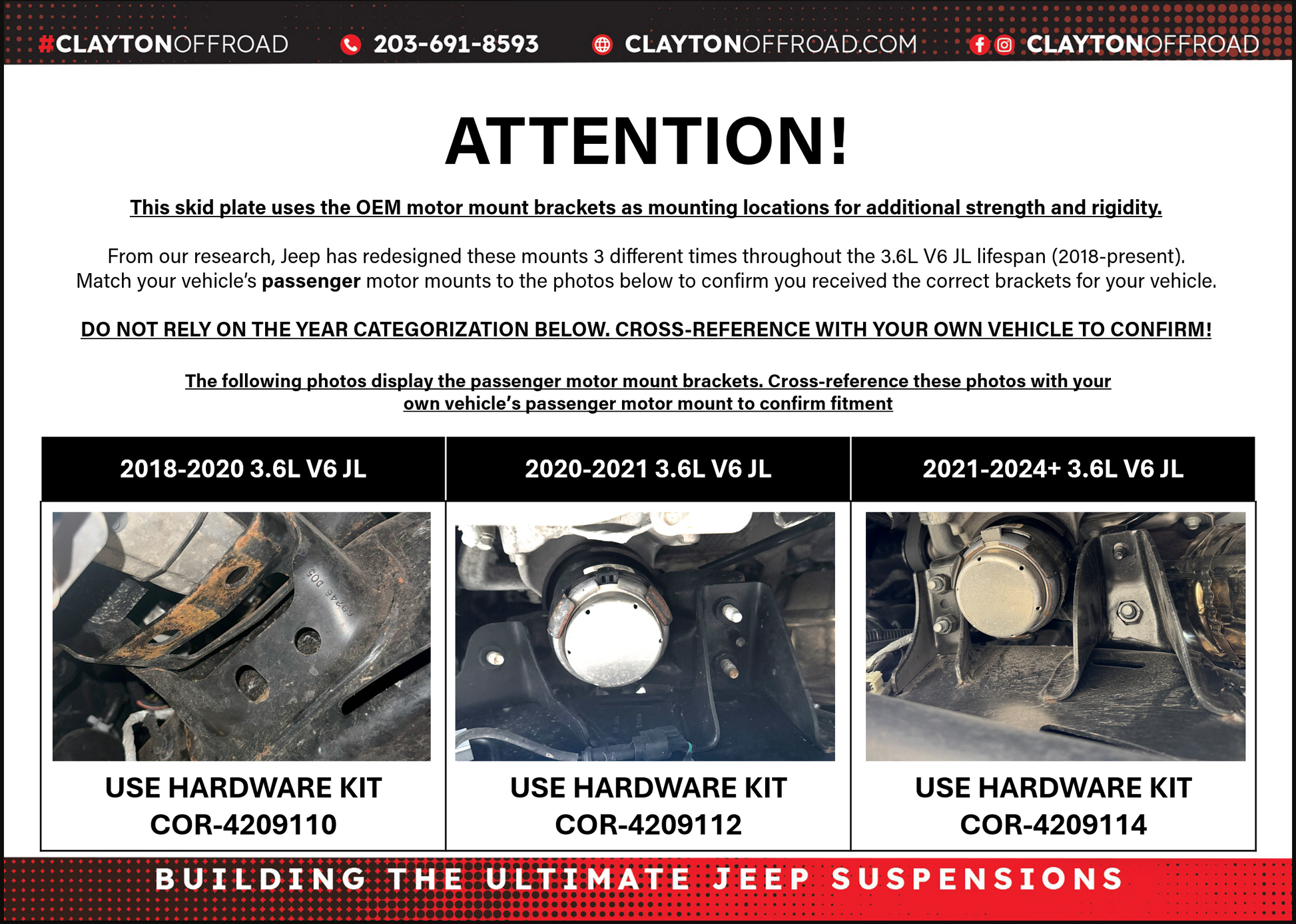 Jeep Wrangler 3.6L Skid Plate System - Fat Tank Only (2018, JL) Clayton Off Road-2
