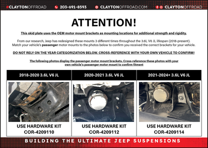 Jeep Wrangler 3.6L Skid Plate System - Fat Tank Only (2018, JL) Clayton Off Road-2