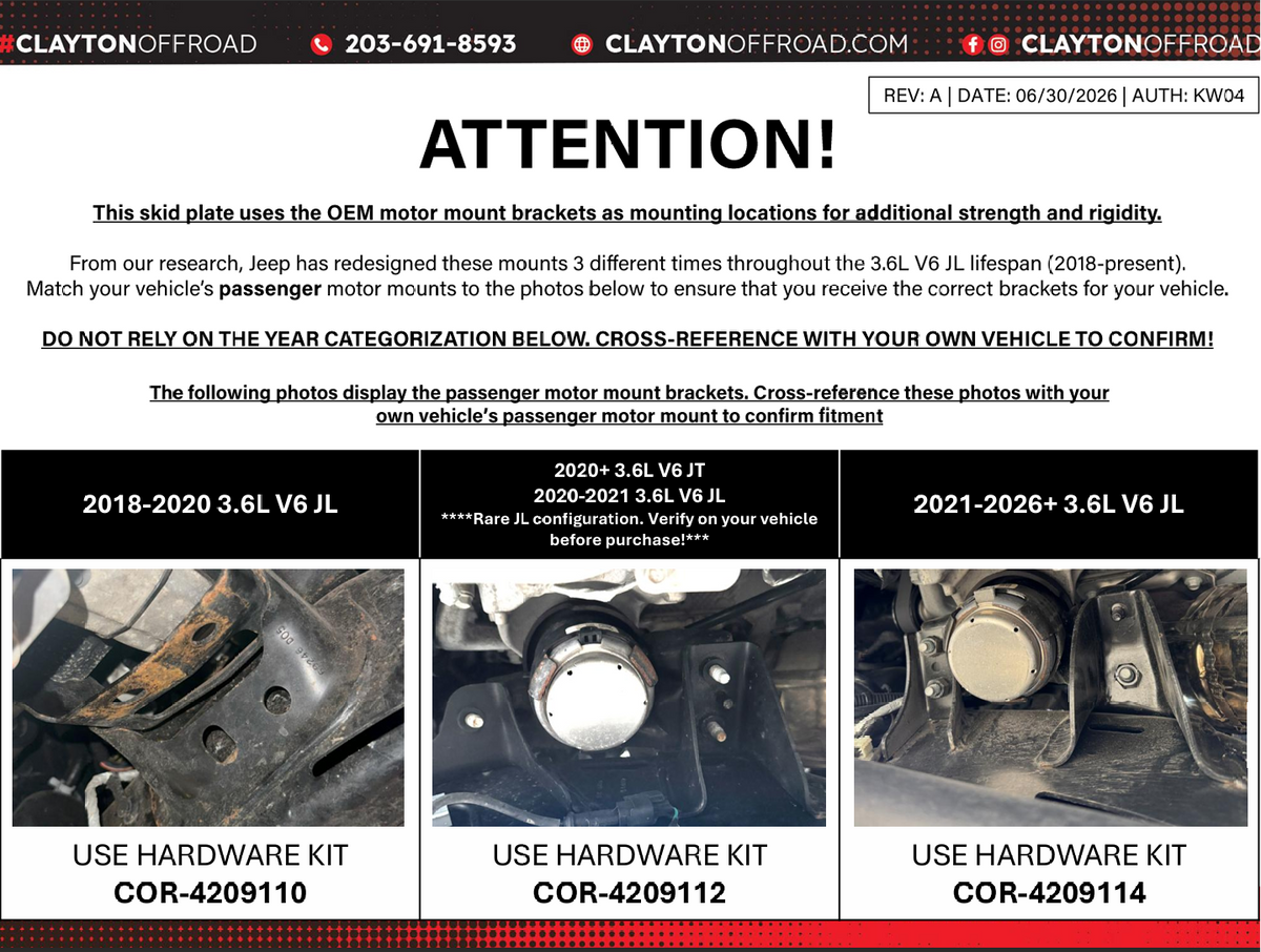Jeep Wrangler 3.6L Engine Skid Plate System (2021-2026+, JL) Clayton Off Road-1