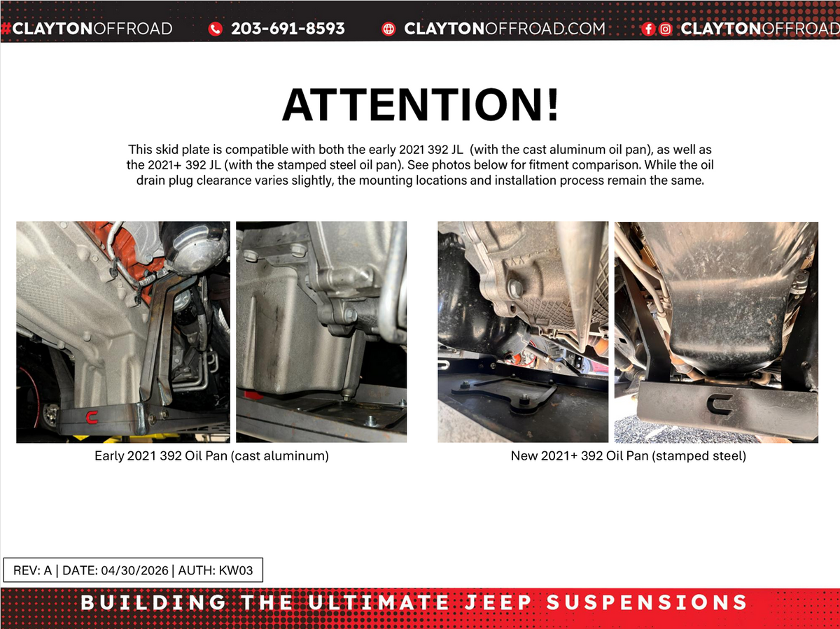 Jeep Wrangler 6.4L Engine Skid Plate System (2021+, JL) Clayton Off Road-1