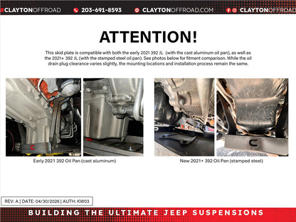 Jeep Wrangler 6.4L Engine Skid Plate System (2021+, JL) Clayton Off Road-1