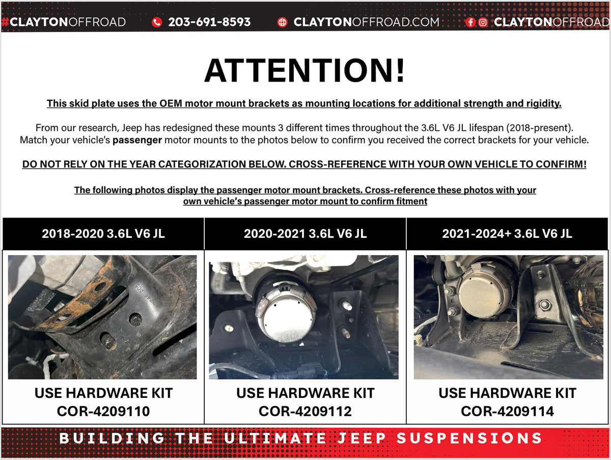 Jeep 3.6L Engine Skid Plate Only (18-Present, JL/JT) Clayton Off Road-1