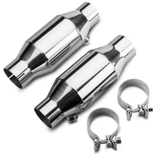 Universal High Flow 2.5 Inch Mini Catalytic Converters Metallic Substrate 304 Stainless Steel Pypes Performance Exhaust