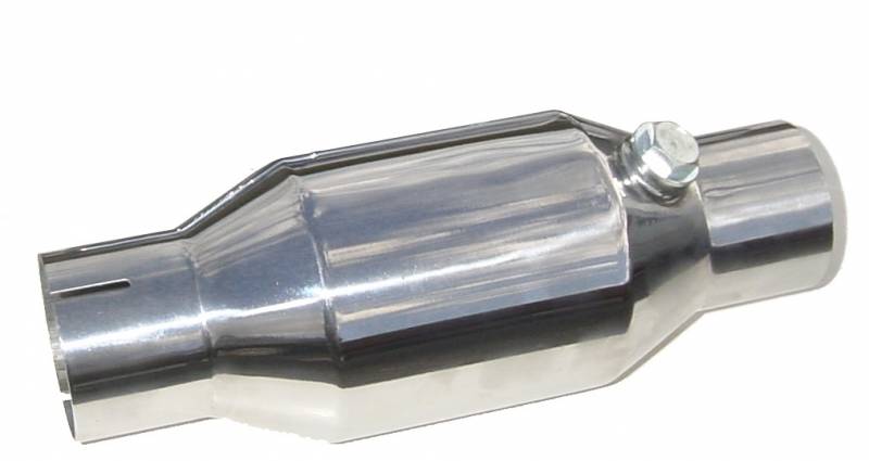 High Flow Mini Catalytic Converter 3 in Metallic Substrate Polished 304 Stainless Steel Pypes Performance Exhaust
