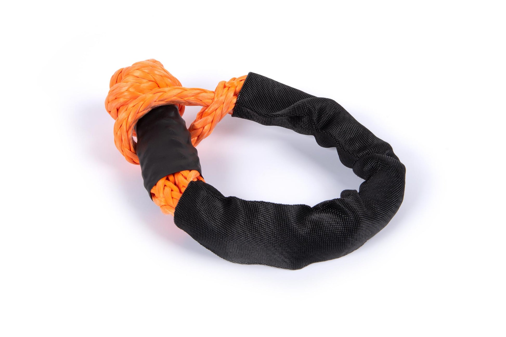 Soft Shackle 22 Inch 1/2 Diameter Black/Orange Nylon Braid Crawltek Revolution