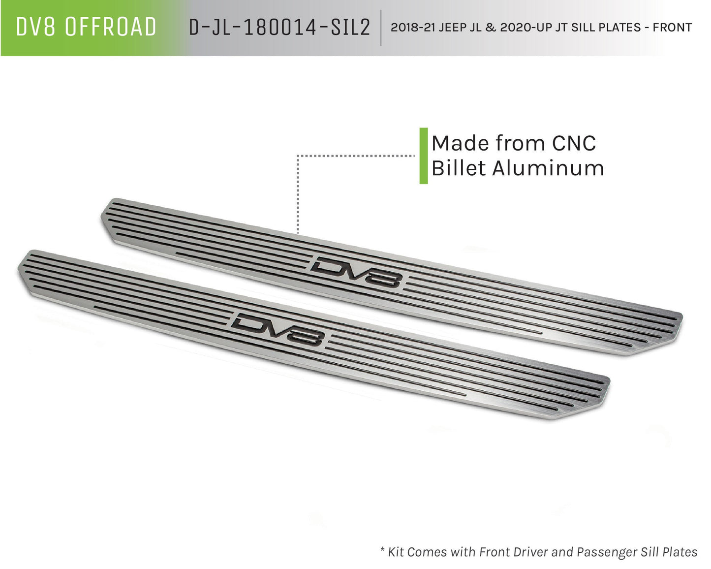 2020 2025 Jeep Wrangler JL JLU Gladiator JT Front ONLY Sill Pllates DV8 Offroad-6