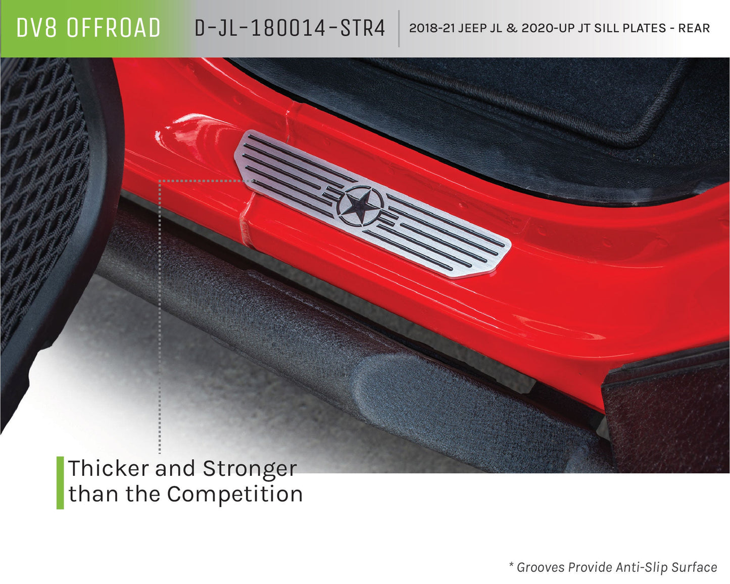 2018 2025 Jeep Wrangler JLU Gladiator JT 4 Door Sill Plates Rear Door only DV8 Offroad-5