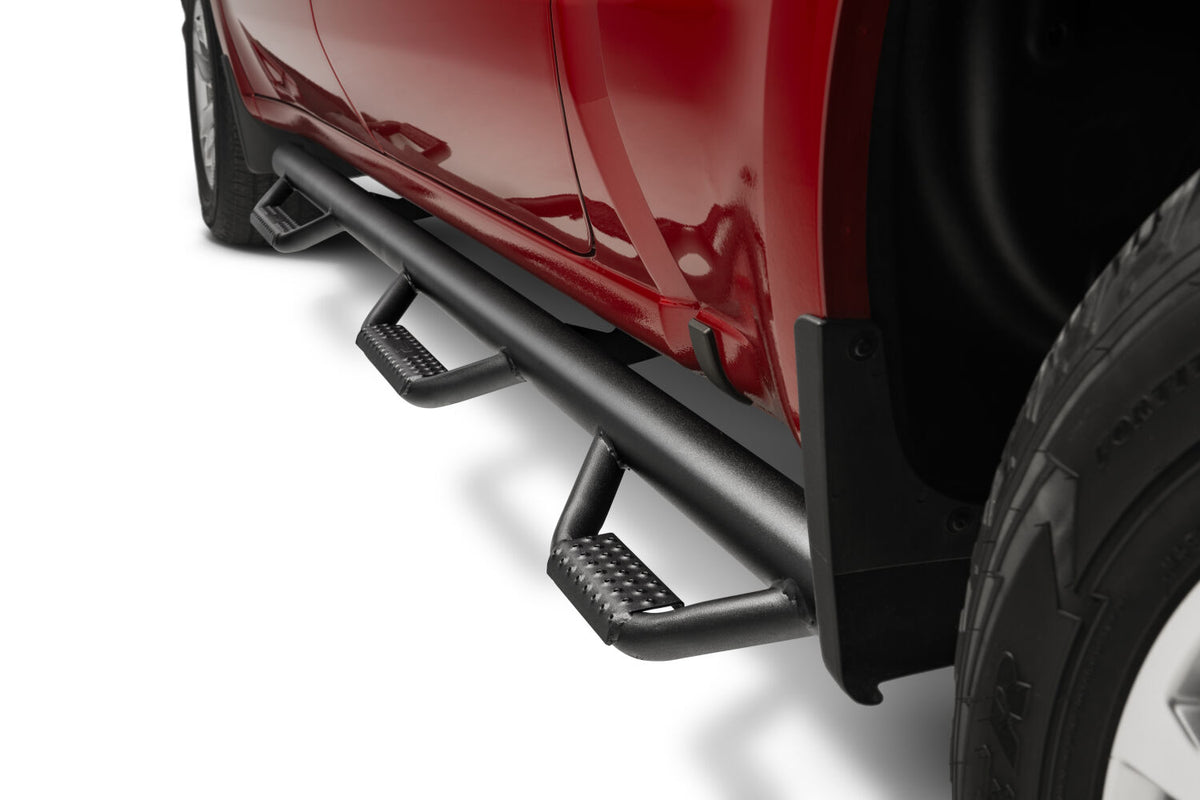 Nerf Step Bar Wheel-to-Wheel with Bed Access (3 Steps per Side) 3 Inch Main Tube Diameter 2002-2008 Dodge Ram 1500/2002-2009 2500/3500 Quad Cab Textured Black N Fab NFab-10