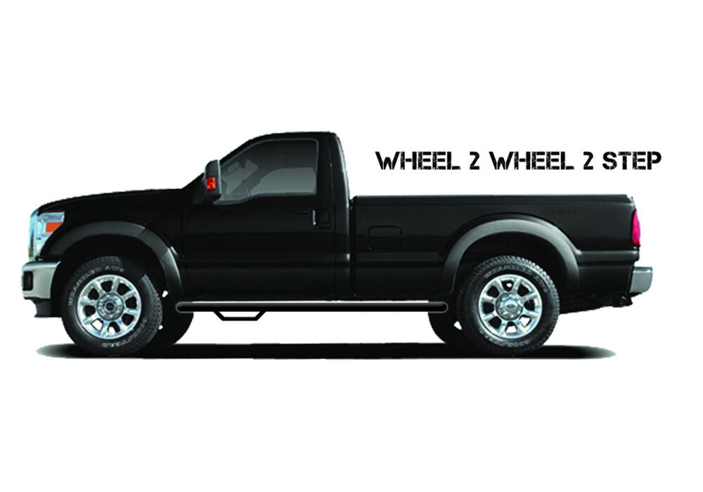 Nerf Step Bar Wheel-to-Wheel without Bed Access (1 Step per Side) 3 Inch Main Tube Diameter 2009-2018 (2019-2023 Classic) Ram 1500 6' 4 Inch Bed Regular Cab Gloss Black N Fab NFab-1