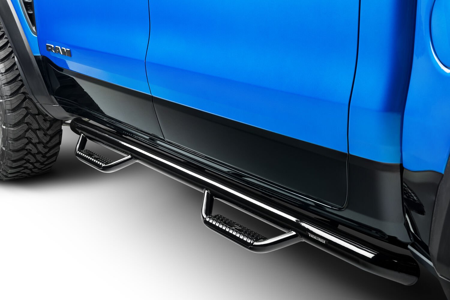 Nerf Step Bar Cab Length (2 Steps per Side) 2009-2015 Ram 1500 Quad Cab Gloss Black NFab-3