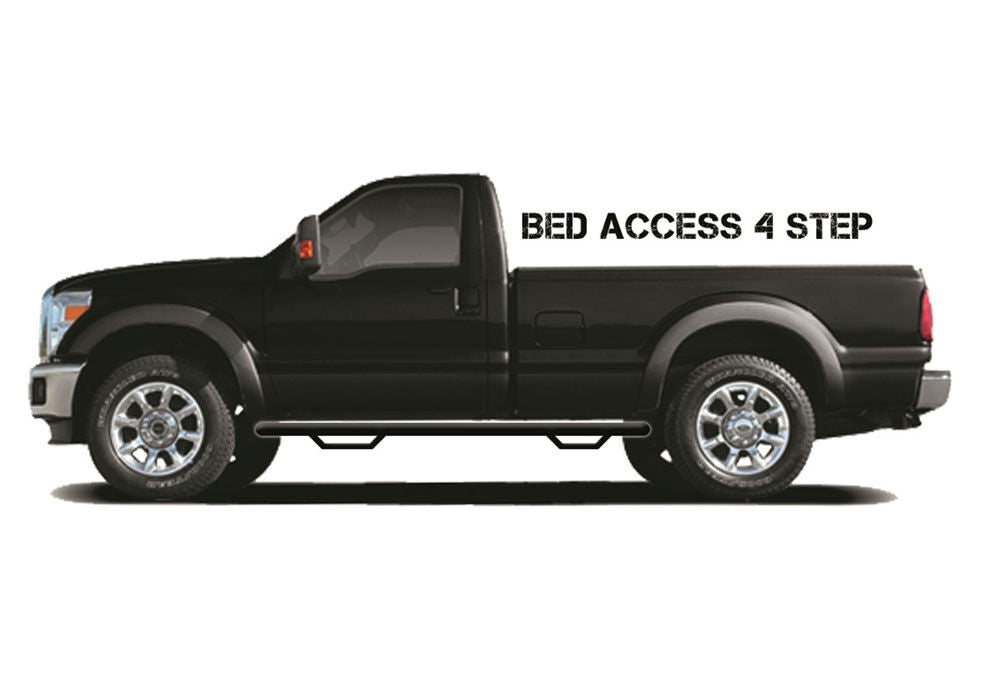 Nerf Step Bar Wheel-to-Wheel with Bed Access (2 Steps per Side) 3 Inch Main Tube Diameter 2009-2018 (2019-2023 Classic) Ram 1500/2010-2018 2500/3500 8' Bed Regular Cab Gloss Black N Fab NFab-1