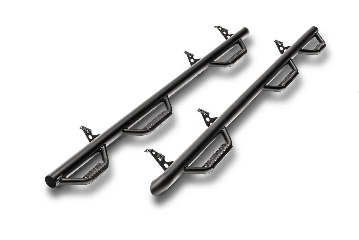 Nerf Step Bar Wheel-to-Wheel with Bed Access (3 Steps per Side) 3 Inch Main Tube Diameter 2014-2015 Ram 1500/2010-2018 2500/3500 6' 4 Inch Bed Crew Cab Textured Black N Fab NFab