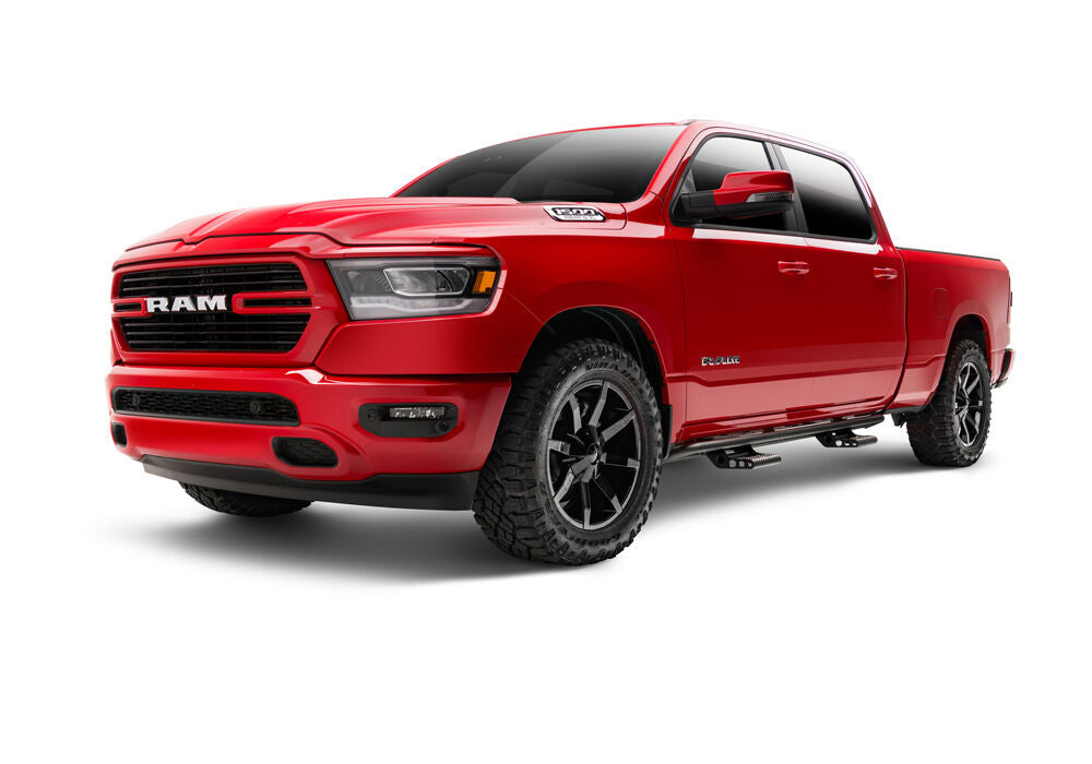 RKR Step System Cab Length (2 Step Mounts/2 Steps per Side) 1.75 Inch Rails 2019-2025 (New Body Style) Ram 1500 Crew Cab Textured Black NFab-3