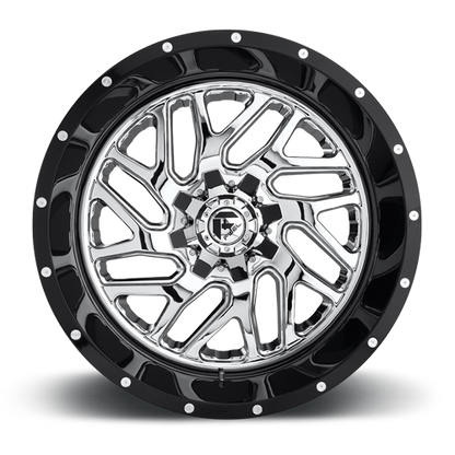 Aluminum 20X10 Triton D211 Chrome/Gloss Black Lip Fuel Off Road Wheels-5