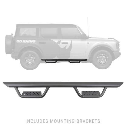 Domintator Extreme D2 Side Steps With Mounting Brackets Textured Black 2021-2025 Ford Bronco 4 Door Go Rhino-3