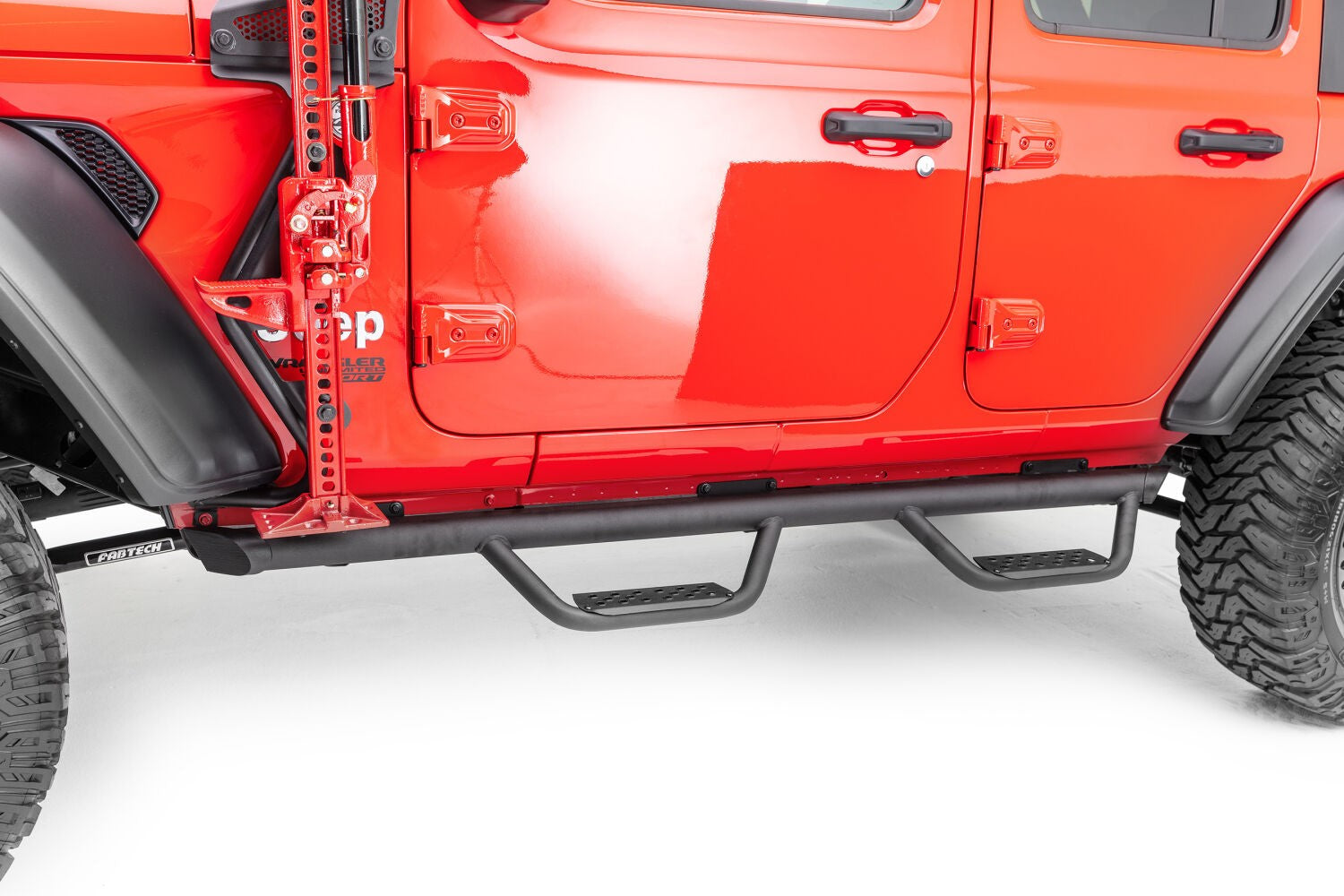 Domintator Extreme D2 Side Steps With Mounting Brackets Textured Black 2018-2026 Jeep Wrangler Go Rhino-5