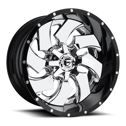 Aluminum 20X10 Cleaver D240 Chrome/Gloss Black Lip Fuel Off Road Wheels-9