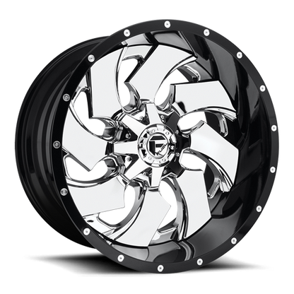 Aluminum 20X10 Cleaver D240 Chrome/Gloss Black Lip Fuel Off Road Wheels-9