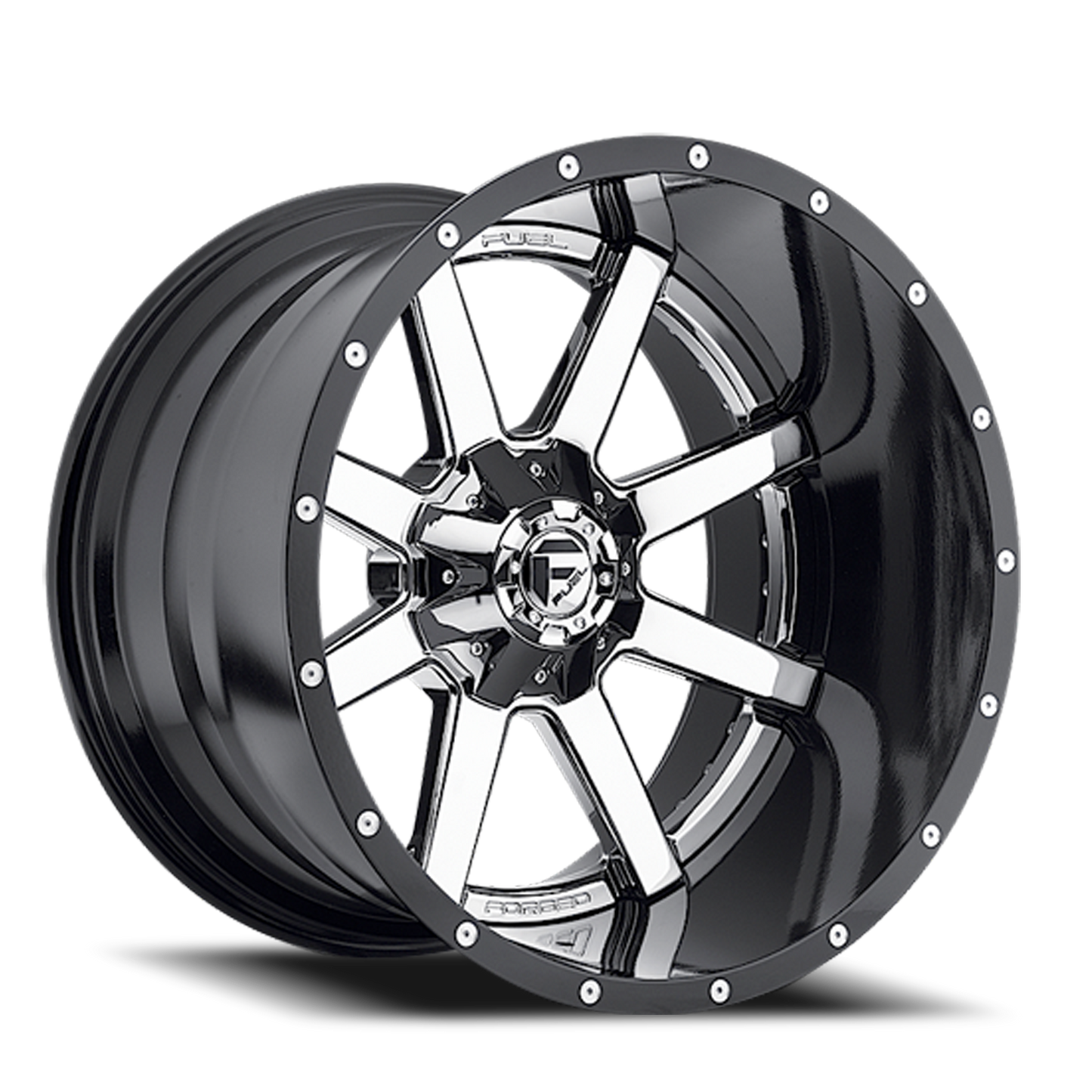 Aluminum 20X10 Maverick D260 Chrome/Gloss Black Lip Fuel Off Road Wheels-12