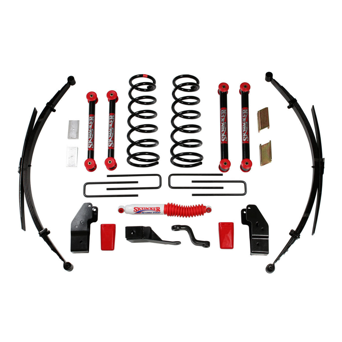 Class I Lift Kit 4-4.5 Inch Lift Includes Front Coil/Rear Leaf Springs Pitman Arm Bump Stops Rear U Bolts Vent Hose Steering Stabilizer 00-01 Dodge Ram 2500 00-01 Dodge Ram 3500 Skyjacker