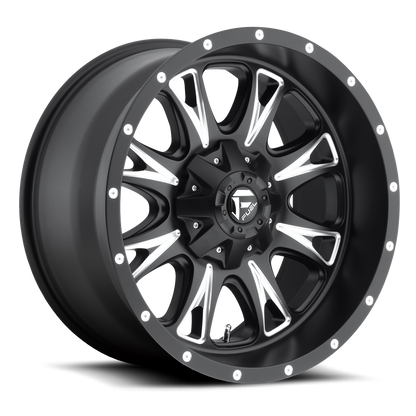 Aluminum 17X9 Throttle D513 Black/Milled Fuel Off Road Wheels-6