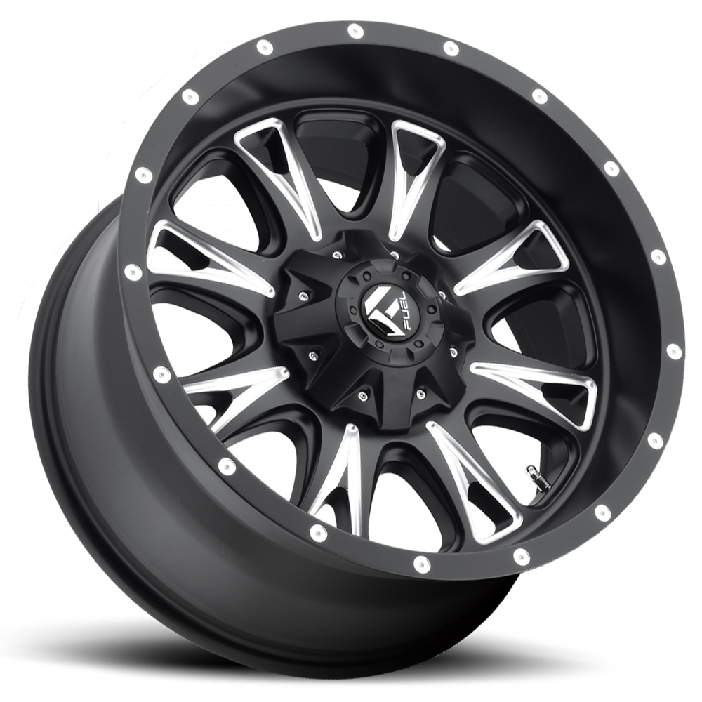Aluminum 17X9 Throttle D513 Black/Milled Fuel Off Road Wheels-7