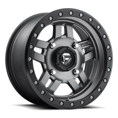 Aluminum 15X7 Anza UTV D558 Matte Anthracite Gray Black Ring Fuel Off Road Wheels-6