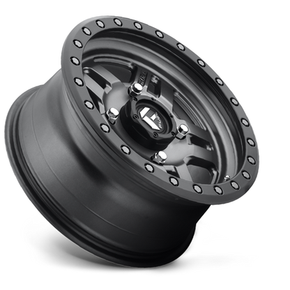 Aluminum 15X7 Anza UTV D558 Matte Anthracite Gray Black Ring Fuel Off Road Wheels-7