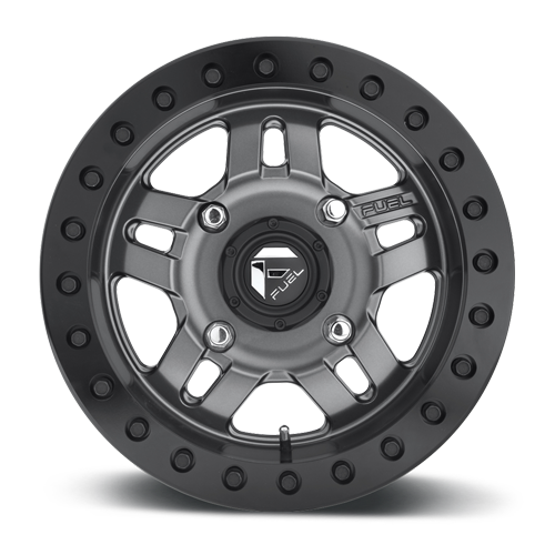 Aluminum 15X7 Anza UTV D558 Matte Anthracite Gray Black Ring Fuel Off Road Wheels-5