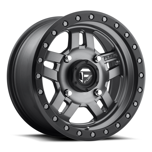 Aluminum 15X7 Anza UTV D558 Matte Anthracite Gray Black Ring Fuel Off Road Wheels