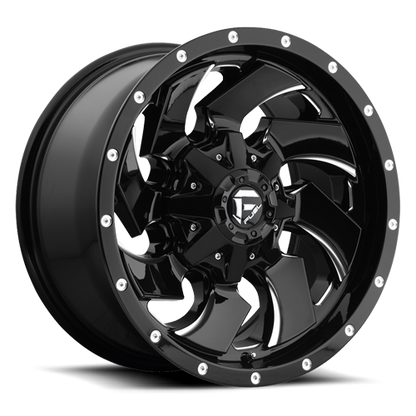 Aluminum 17X9 Cleaver D574 Gloss Black/Milled Fuel Off Road Wheels-3