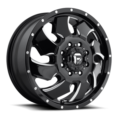 Dually 20X8.3 Cleaver Dually D574 Gloss Black Milled Fuel Off Road Wheels-9