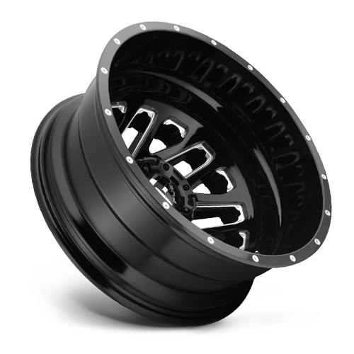 Dually 20X8.25 Triton Dually D581 Gloss Black Milled Fuel Off Road Wheels-4