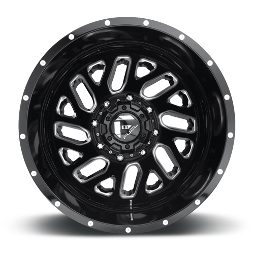 Dually 20X8.25 Triton Dually D581 Gloss Black Milled Fuel Off Road Wheels-5