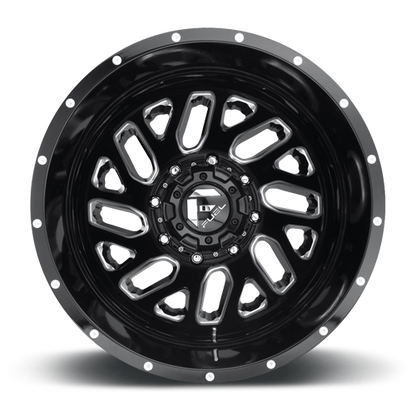 Dually 20X8.25 Triton Dually D581 Gloss Black Milled Fuel Off Road Wheels-5