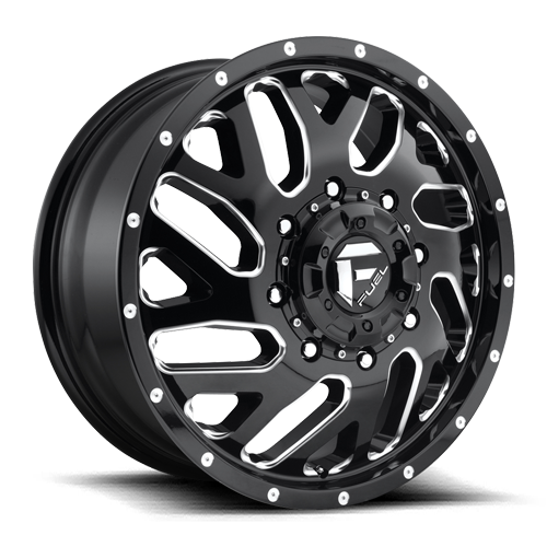 Dually 22X8.25 Triton Dually D581 Gloss Black Milled Fuel Off Road Wheels-33