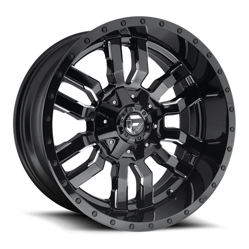 Aluminum 17X9 Sledge D595 Gloss Black/Milled Fuel Off Road Wheels