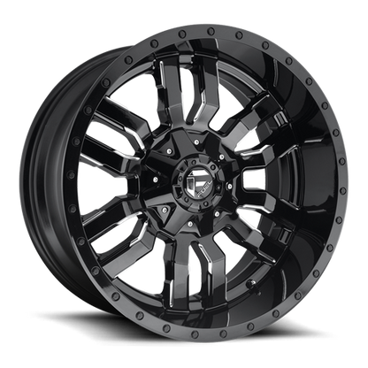 Aluminum 20X9 Sledge D595 Gloss Black/Milled Fuel Off Road Wheels-12