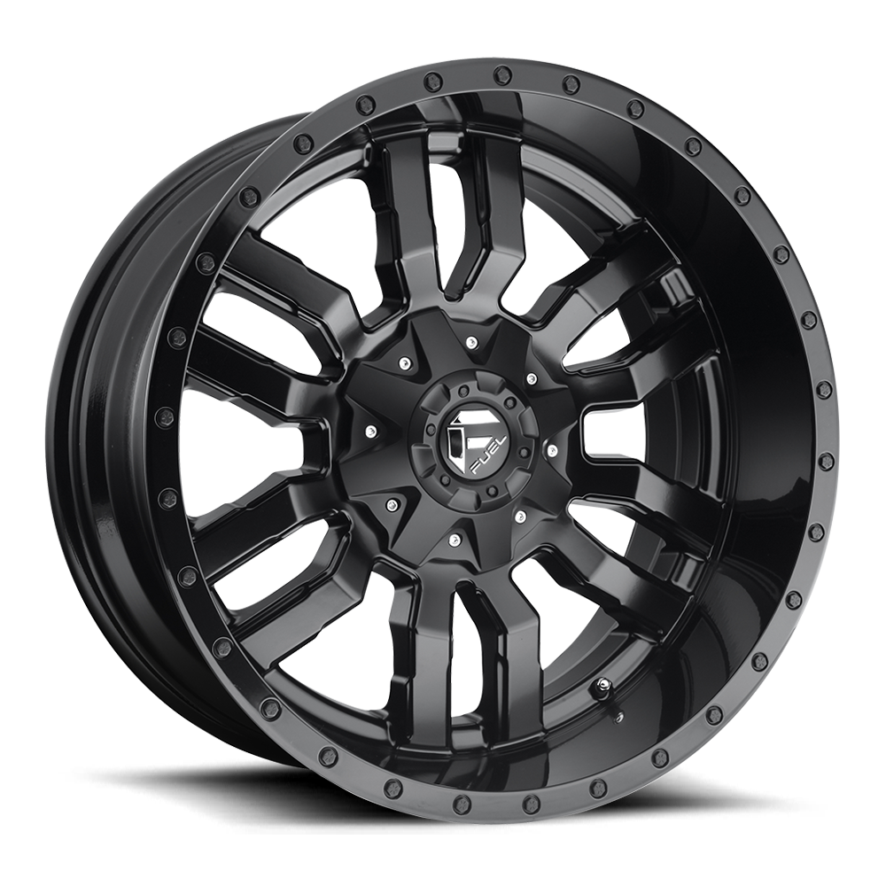Aluminum 17X9 Sledge D596 Matte Black/Gloss Black Lip Fuel Off Road Wheels