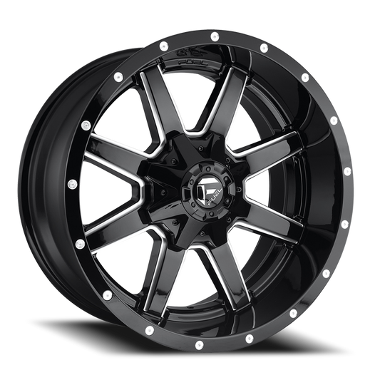 Aluminum 20X10 Maverick D610 Gloss Black/Milled Fuel Off Road Wheels