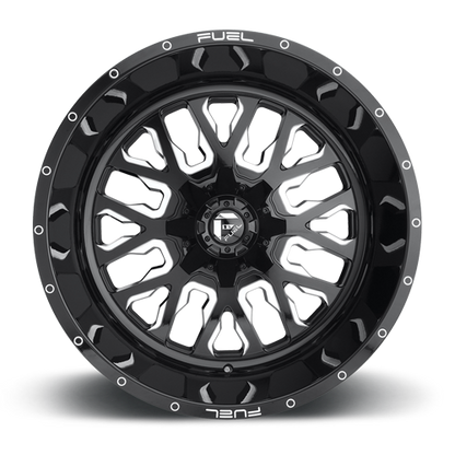 Aluminum 17X9 Stroke D611 Gloss Black/Milled Fuel Off Road Wheels-5