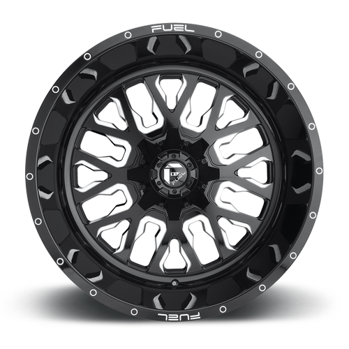 Aluminum 17X9 Stroke D611 Gloss Black/Milled Fuel Off Road Wheels-2