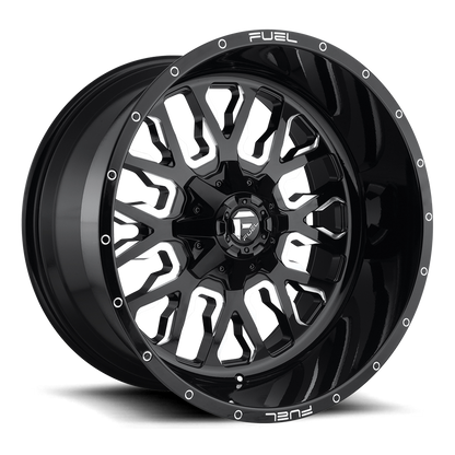 Aluminum 17X9 Stroke D611 Gloss Black/Milled Fuel Off Road Wheels-12