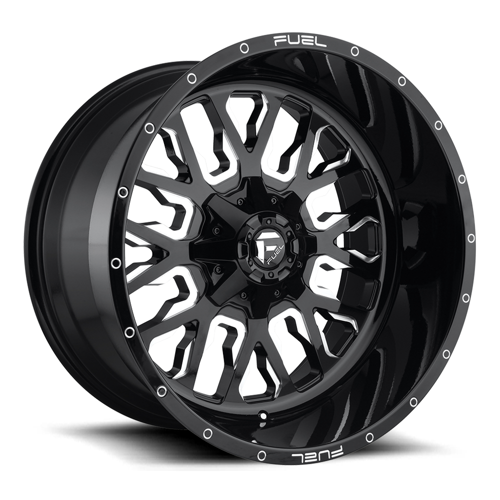 Aluminum 17X9 Stroke D611 Gloss Black/Milled Fuel Off Road Wheels-9