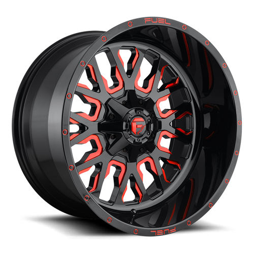 Aluminum 18X9 Stroke D612 Gloss Red/Milled Fuel Off Road Wheels-12