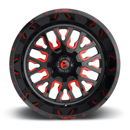 Aluminum 18X9 Stroke D612 Gloss Red/Milled Fuel Off Road Wheels-8