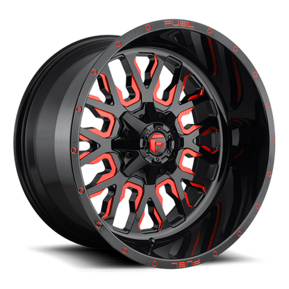 Aluminum 18X9 Stroke D612 Gloss Red/Milled Fuel Off Road Wheels-21