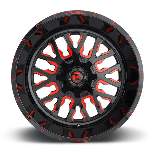Aluminum 18X9 Stroke D612 Gloss Red/Milled Fuel Off Road Wheels-23
